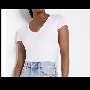 NWT! Express Fitted V-Neck Double Layer Tee - Women’s Size Small